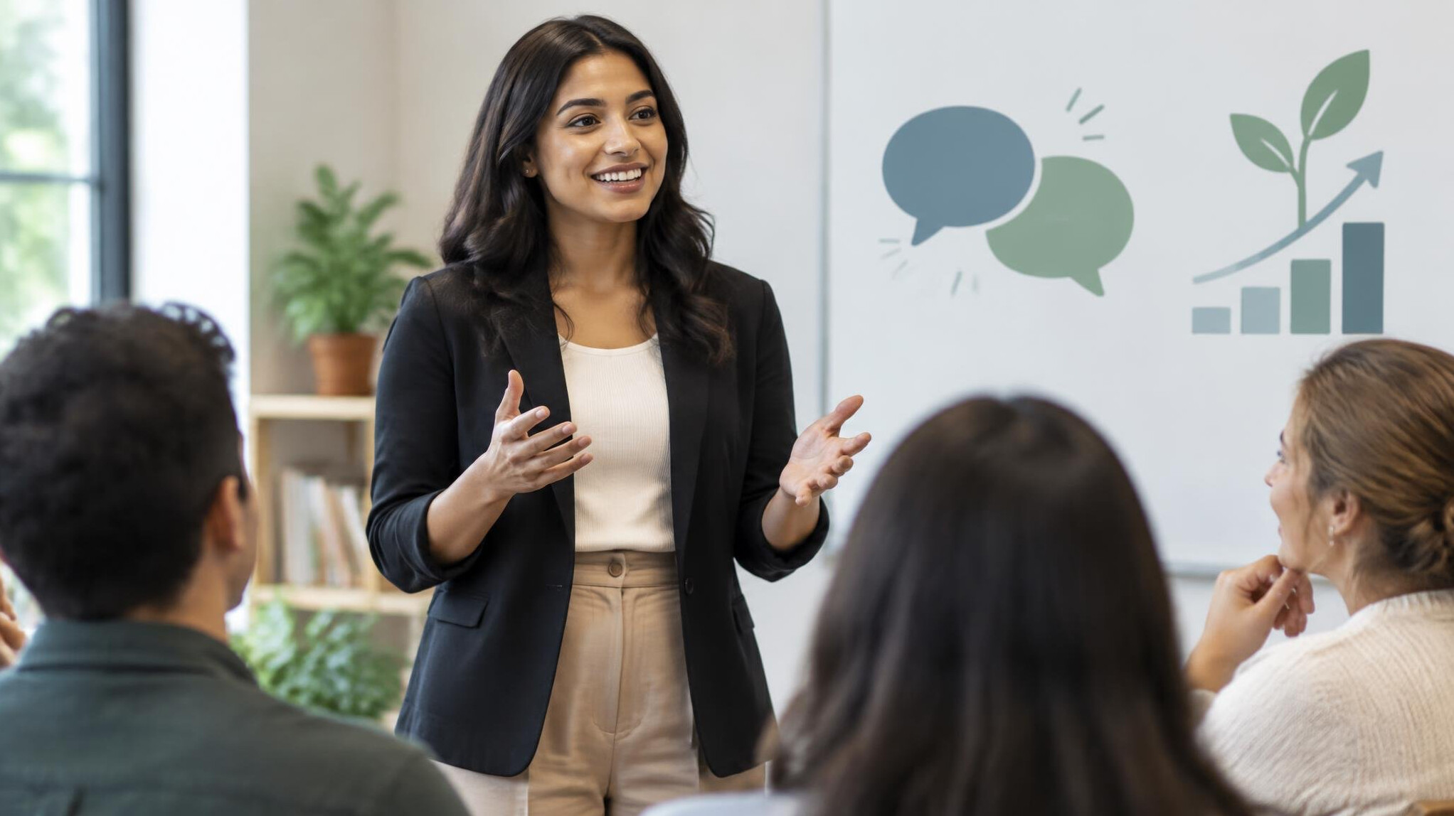 confident speaker presenting