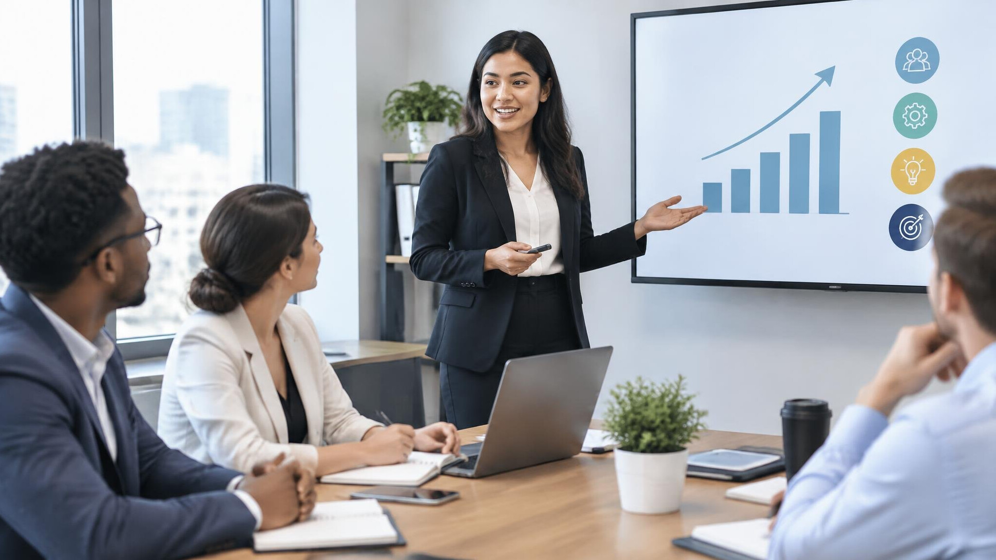 business professional giving presentation