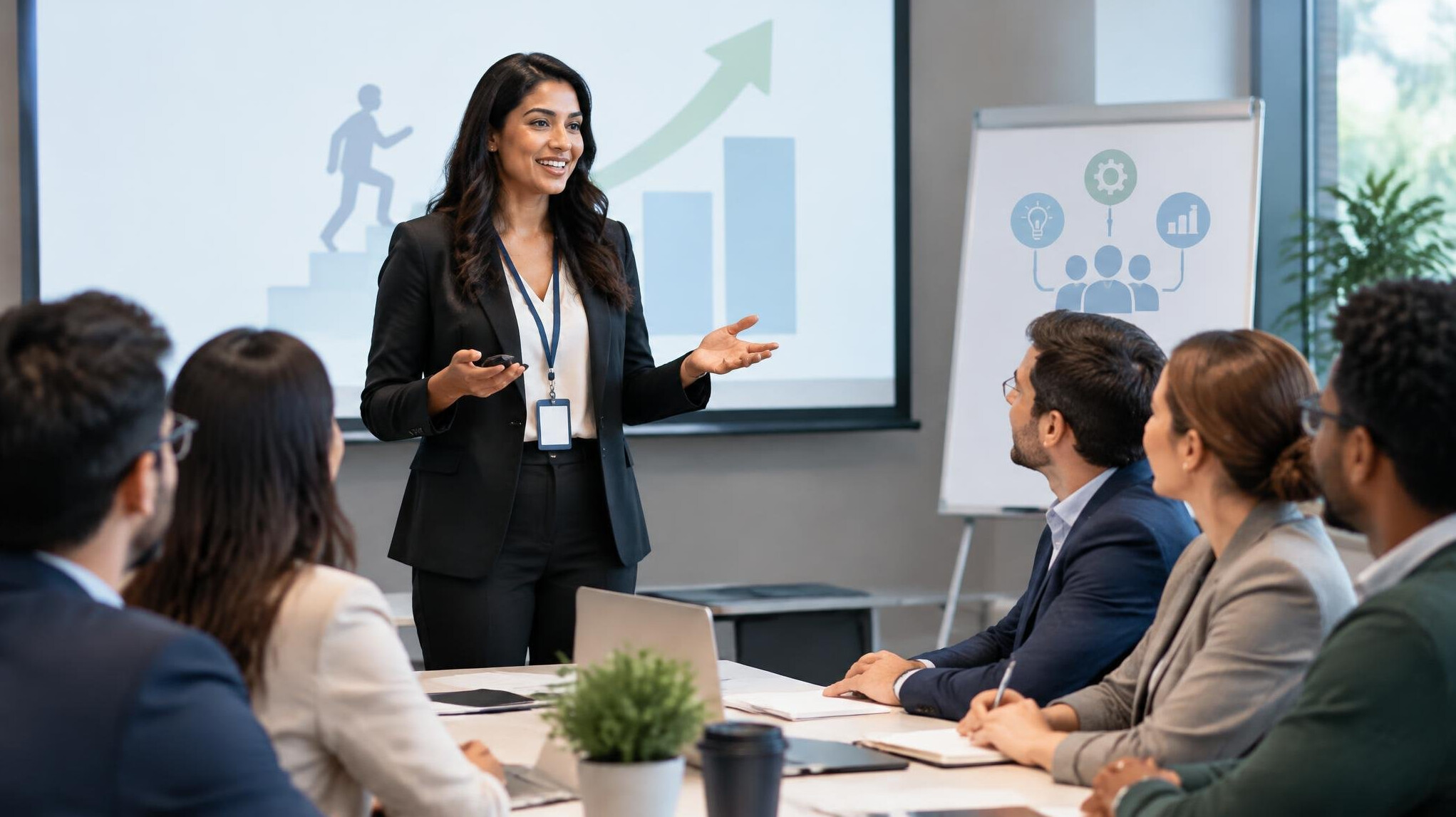 professional presenting at conference