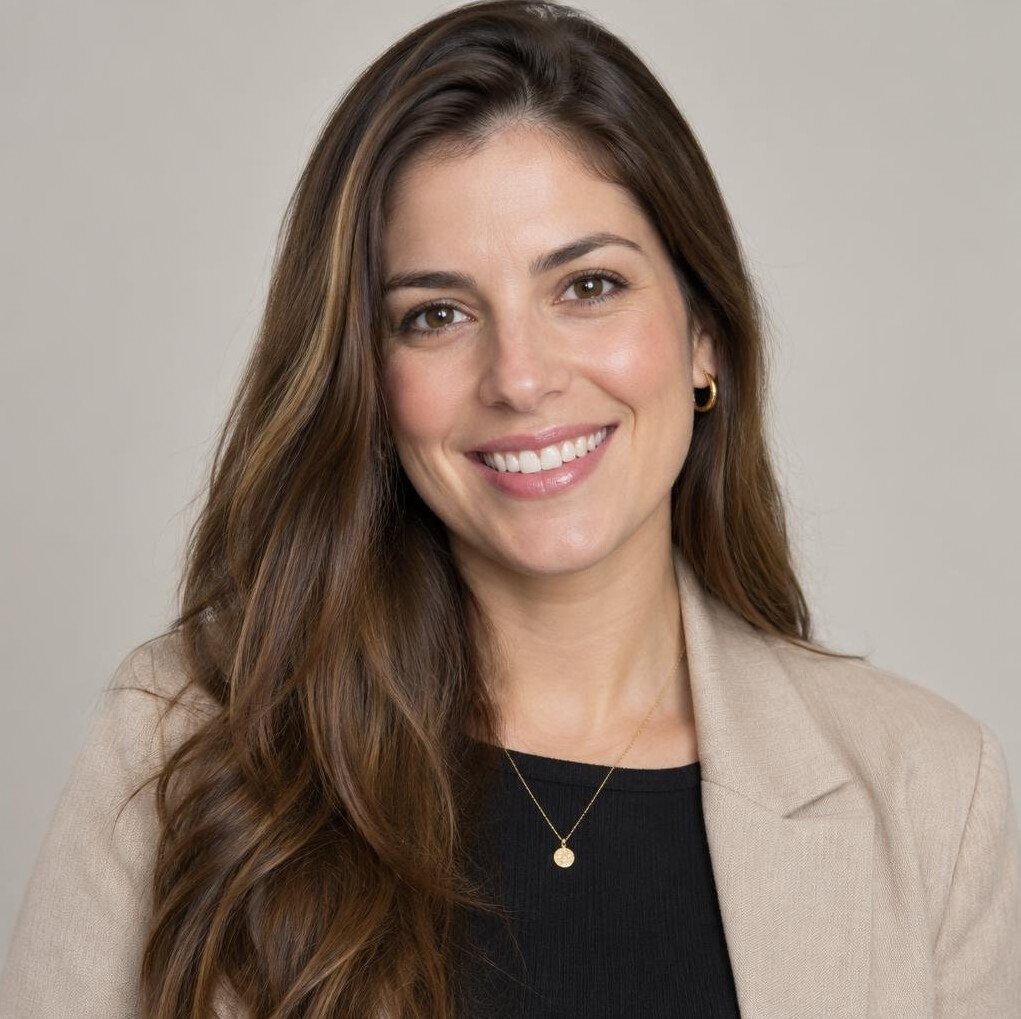 Studio portrait of a smiling Brazilian woman