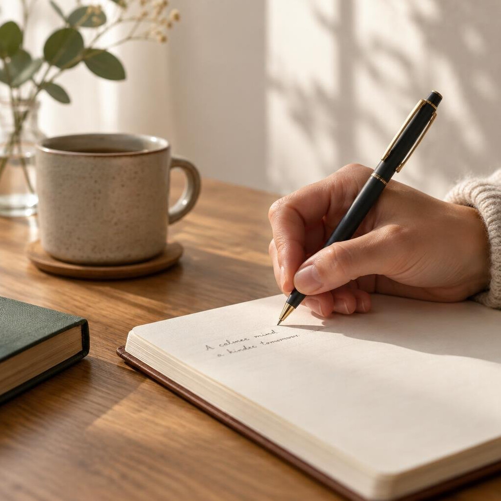 Hand writing with a pen on paper